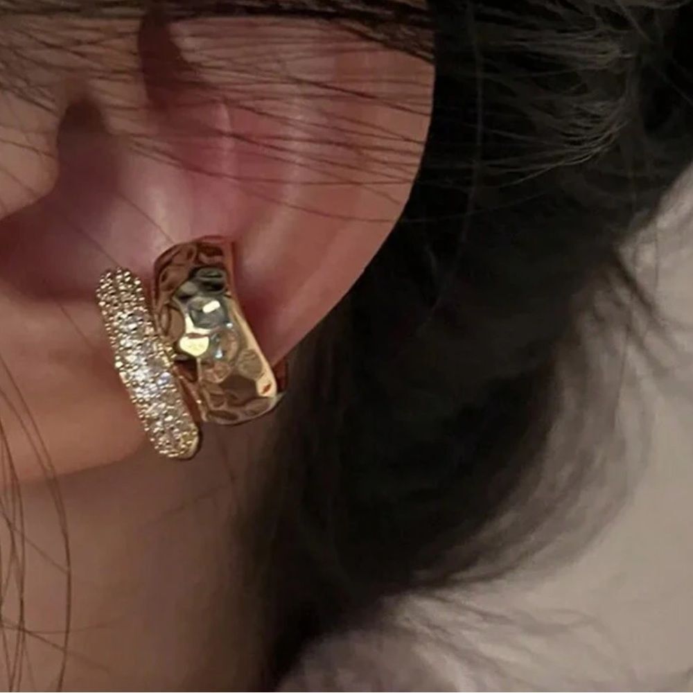 Gold Textured Gold Ear Cuffs N1279